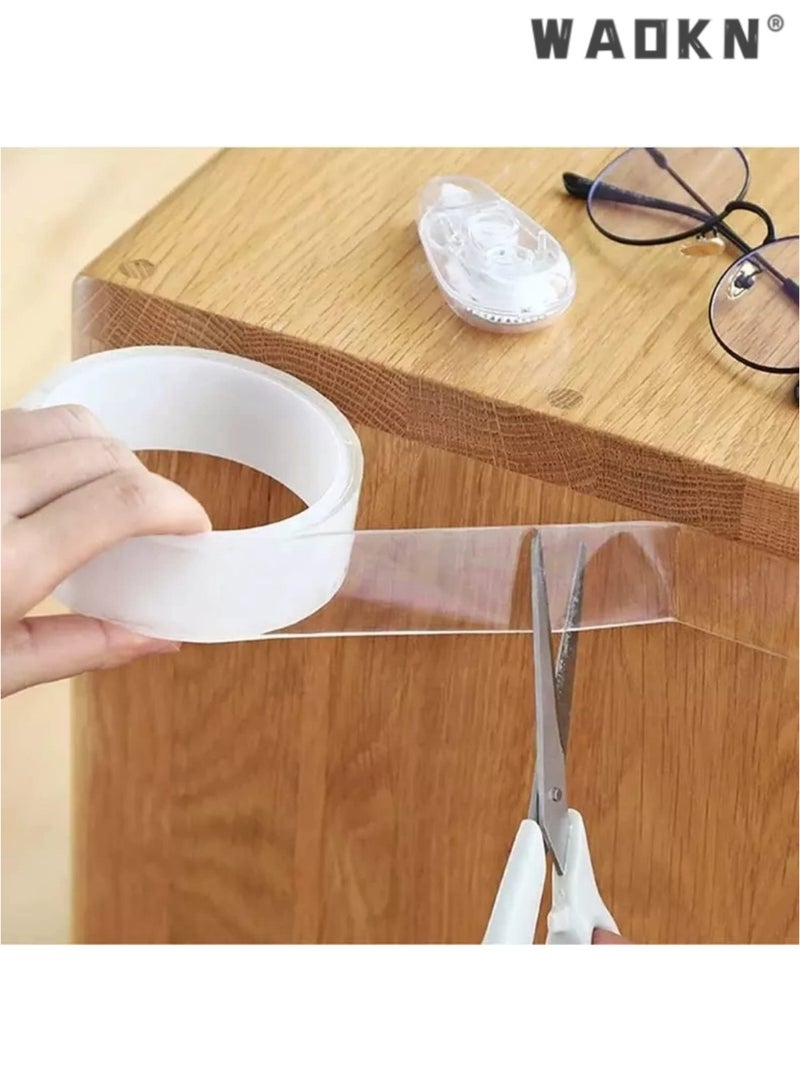 WAOKN Magic Adhesive Tape - Extra Length, Washable, Waterproof, Double-Sided Mounting Solution, Transparent Acrylic Base for Versatile Surface Attachment（6Pcs） - Image 3